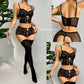4pc Cut Out Underwire Lingerie Set with Stocking - Stylish - Naughty Lovely Lingerie Set