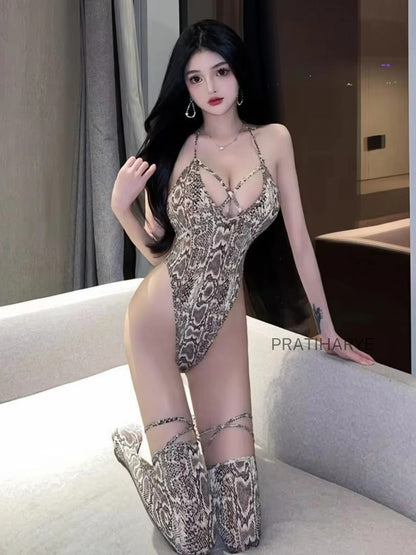 Snake Skin Bodysuit with Legs