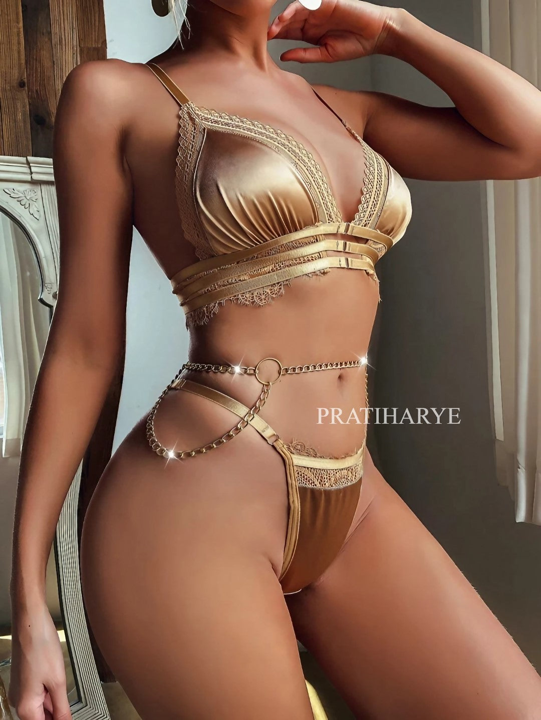 Sexy Golden Bikini - Tummy Chain - Pratiharye