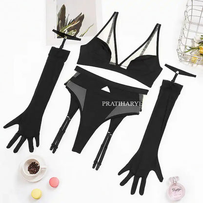 7pc V-neck Solid Garter Set