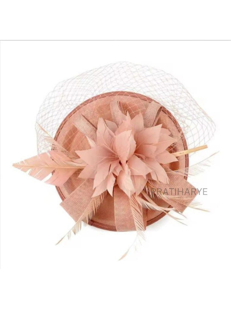 Premium Blush Pink Fascinator Hat For wedding Party | HAT-13