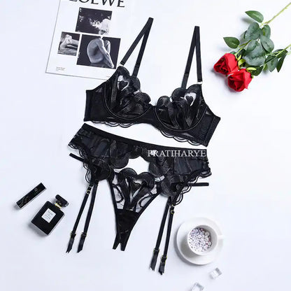 5pc Sheer Heart Garter Set - Pratiharye