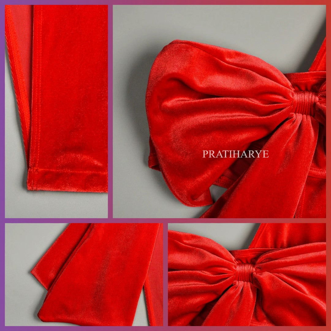 Velvet Knot Babydoll Dress - Pratiharye