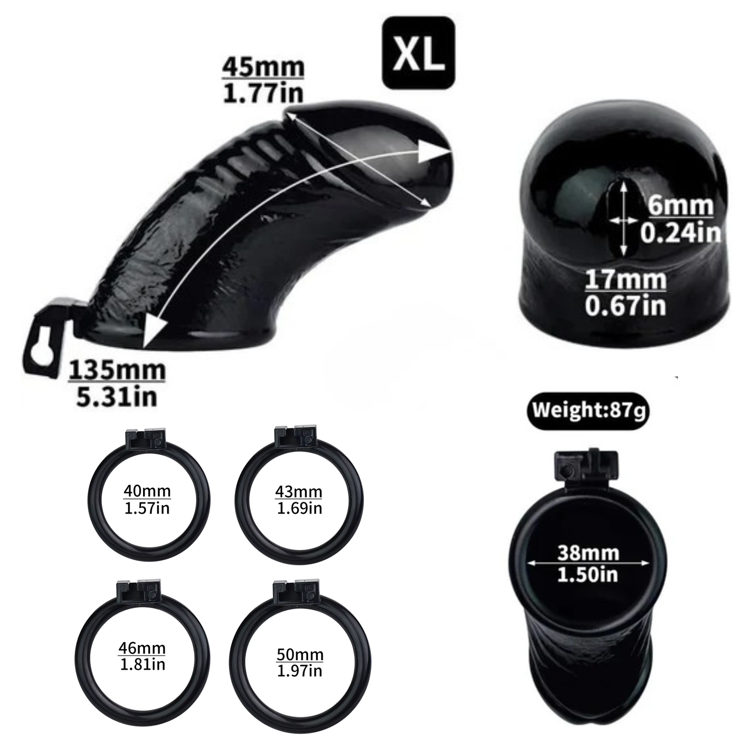 Premium PVC Ribbed Male Chastity Cage