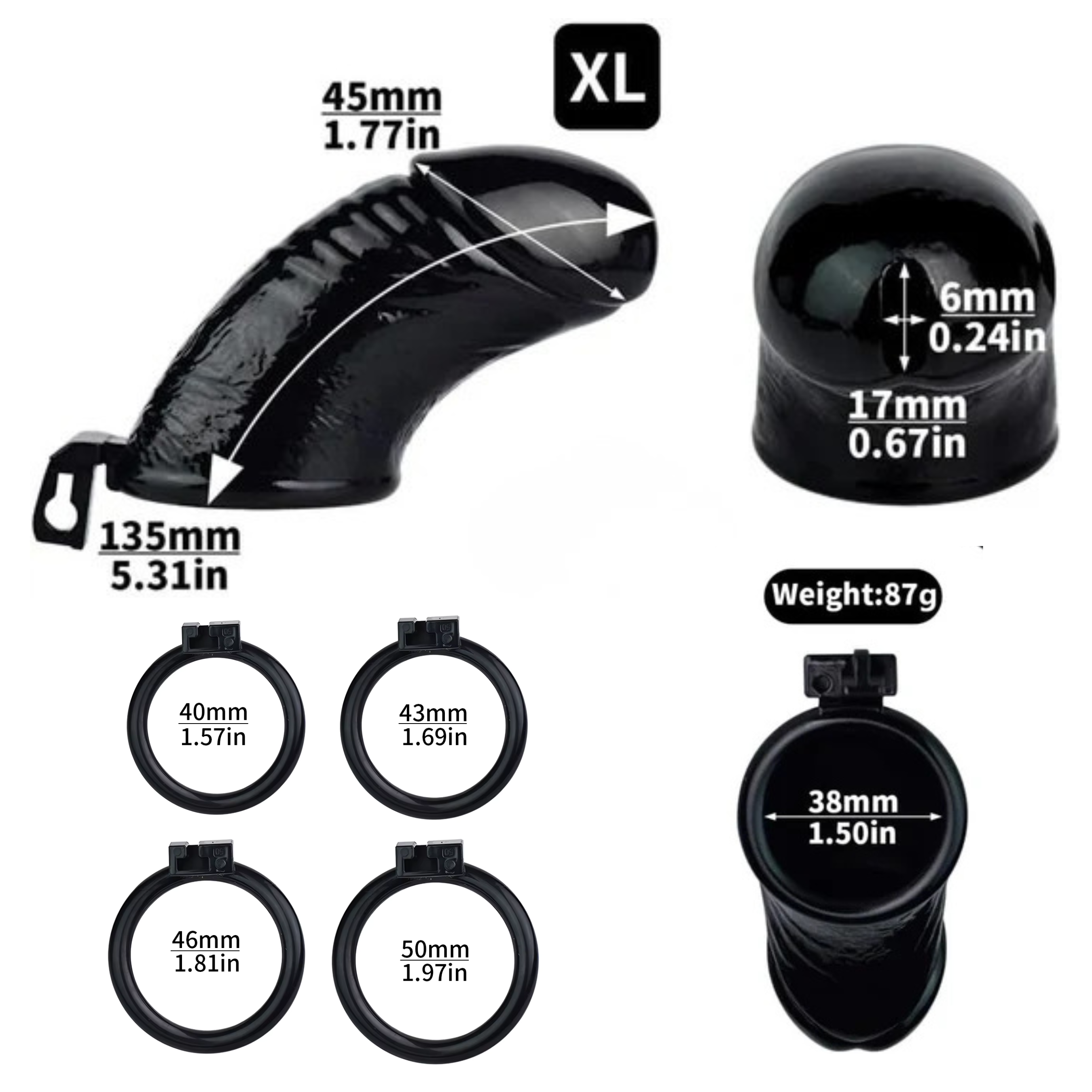 Premium PVC Ribbed Male Chastity Cage