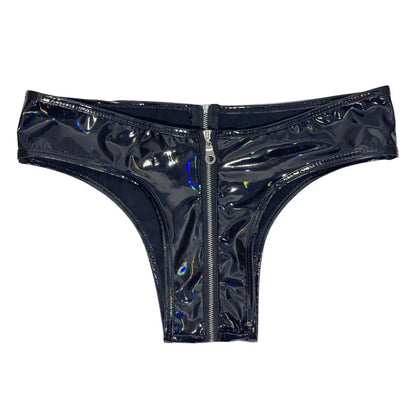 Premium Shinny Full Zip Latex Brief For Women
