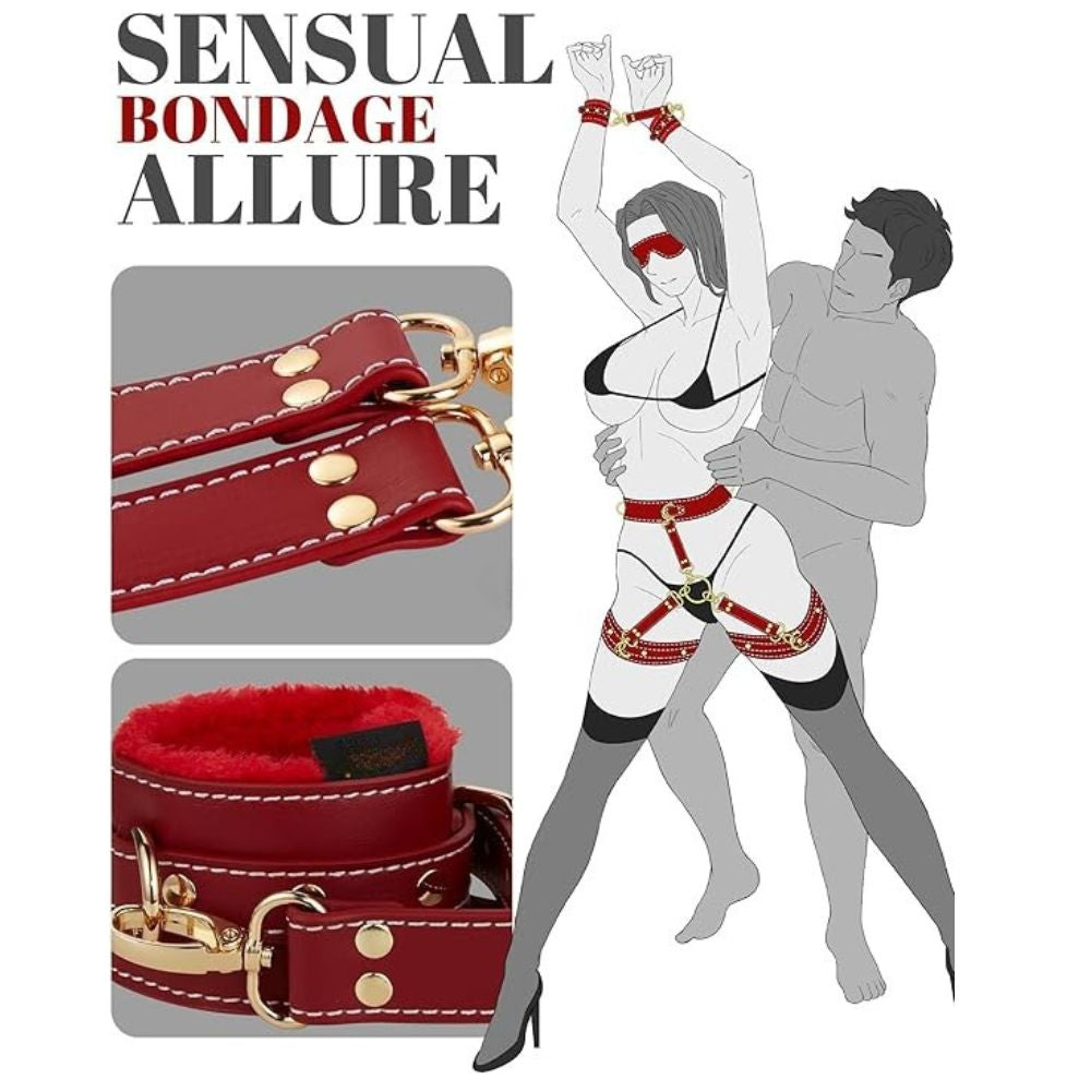 Luxury Leather Body Harness Restraint with Eye mask