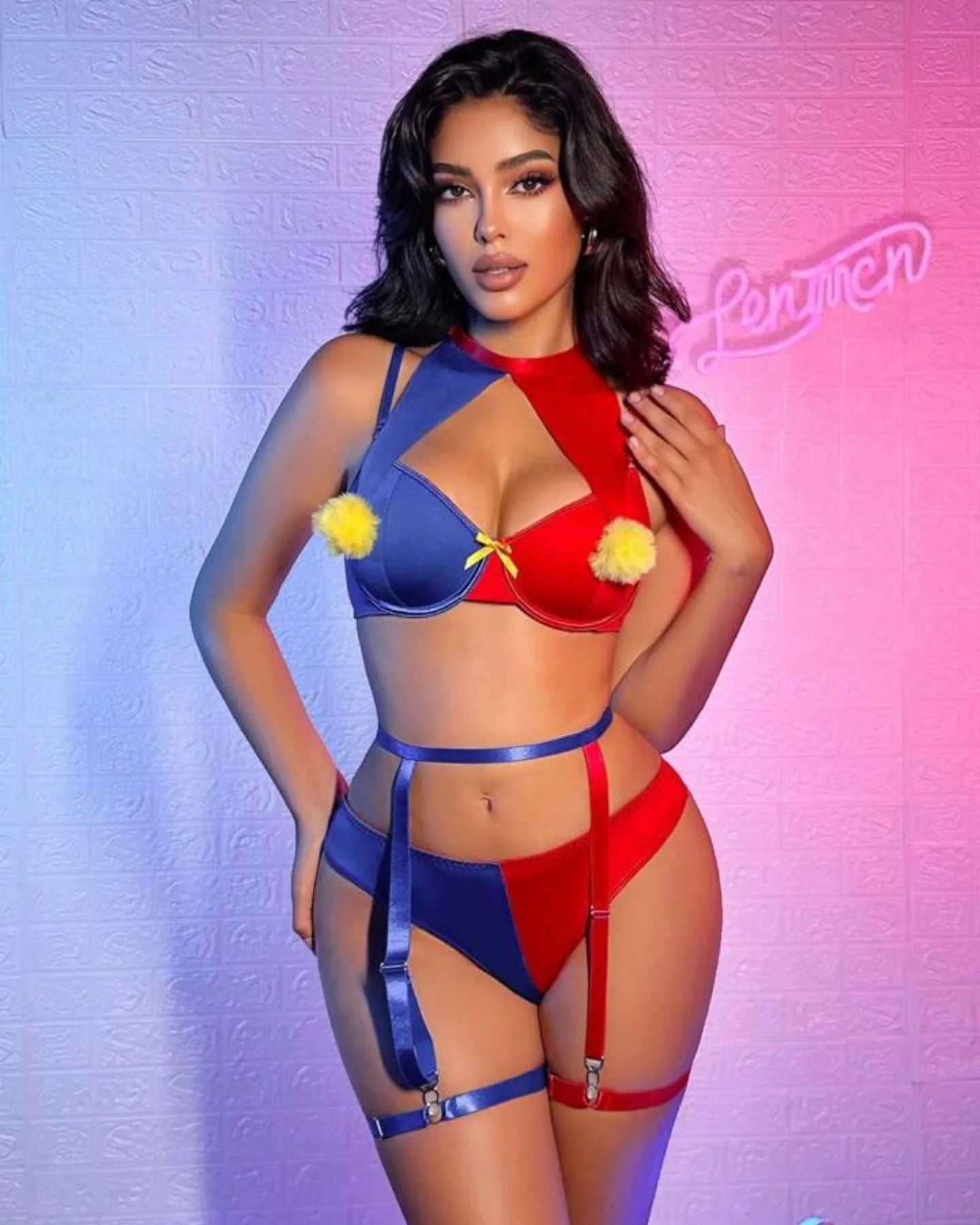 Harlequin Roleplay Sexy Garter Set