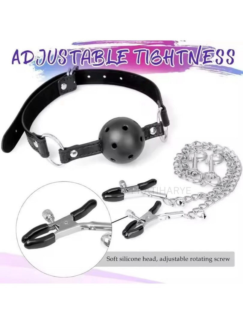 3PC BDSM Set - Gag Ball, Butt Plug, Nipple Clamp