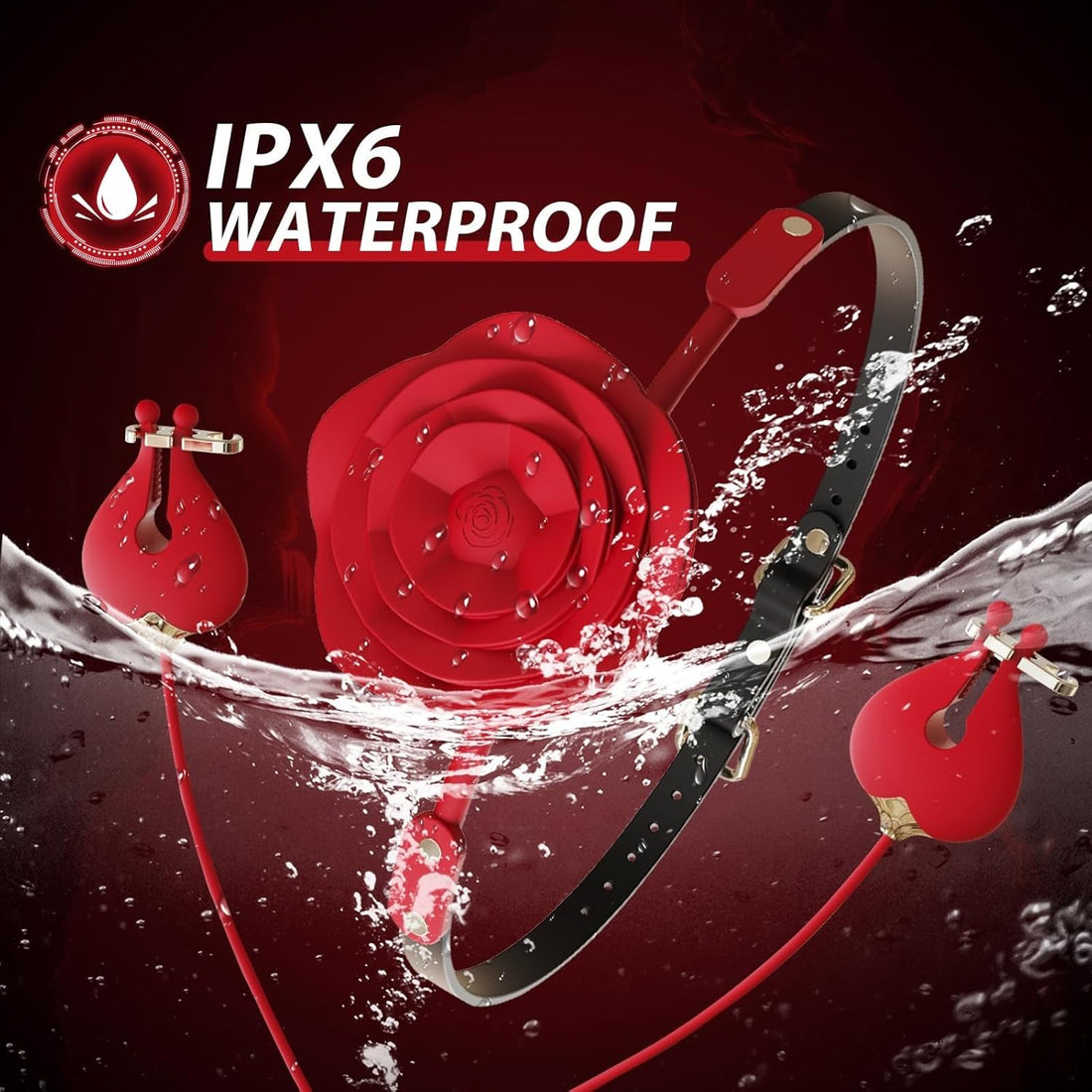 Rose Nipple Clamp Gag Ball with Nipple Clamps