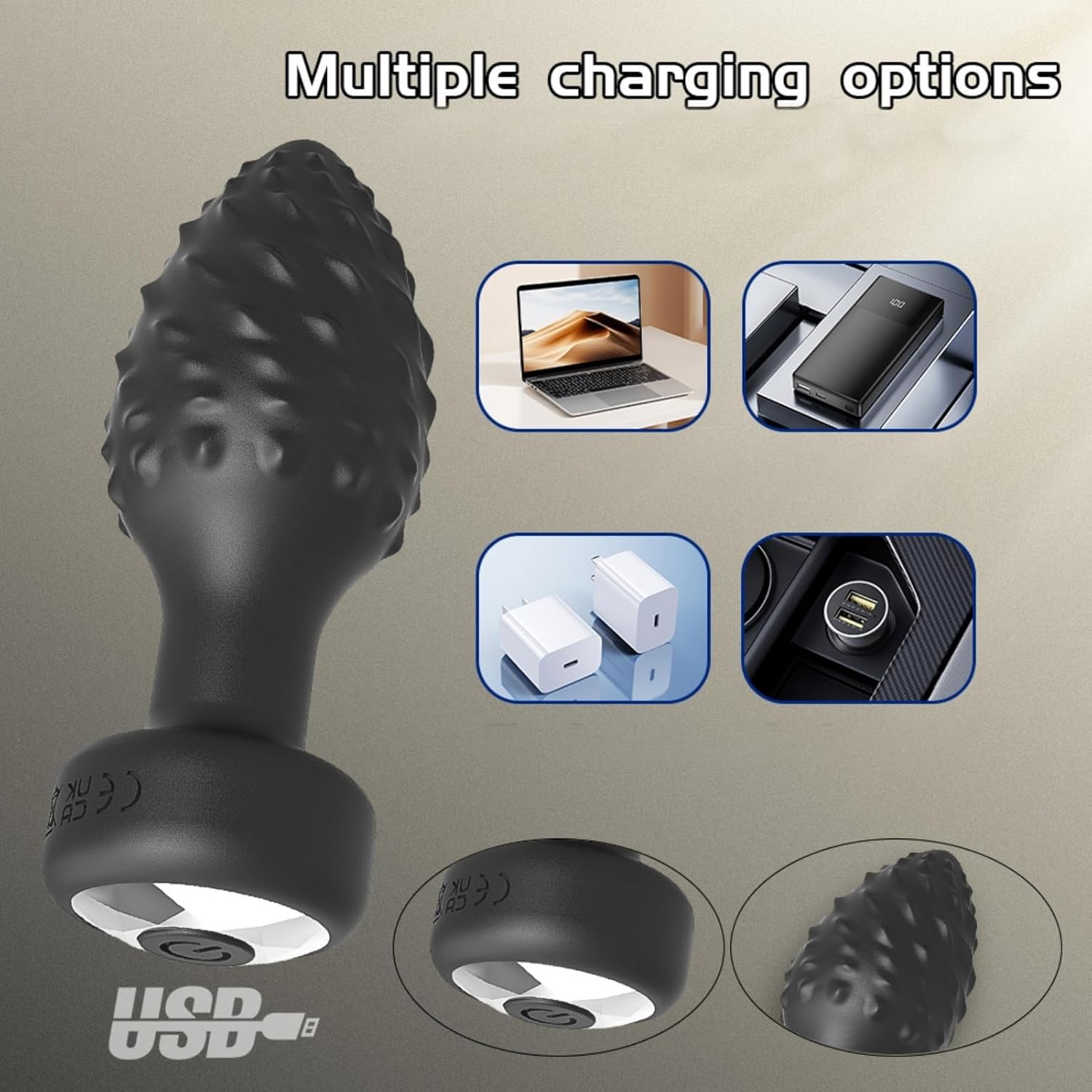 360° Rotating Remote Control Textured Vibrating Butt Plug