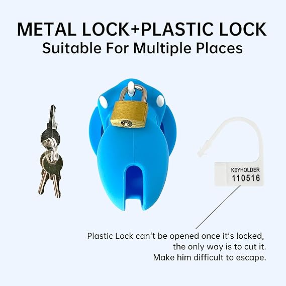 Silicone Male Chasity Cage lock with 5 Rings