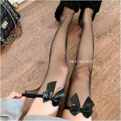 Satin Bow Silk stocking