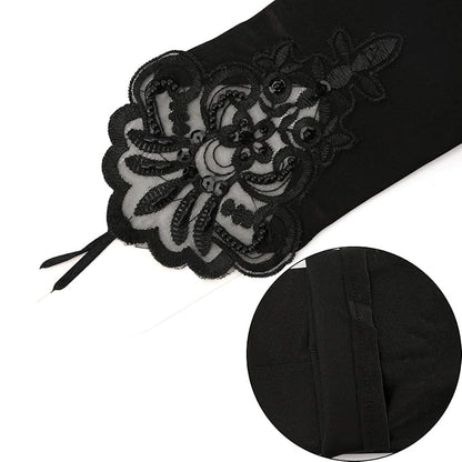 Vintage Satin Long Gloves with Embroidery