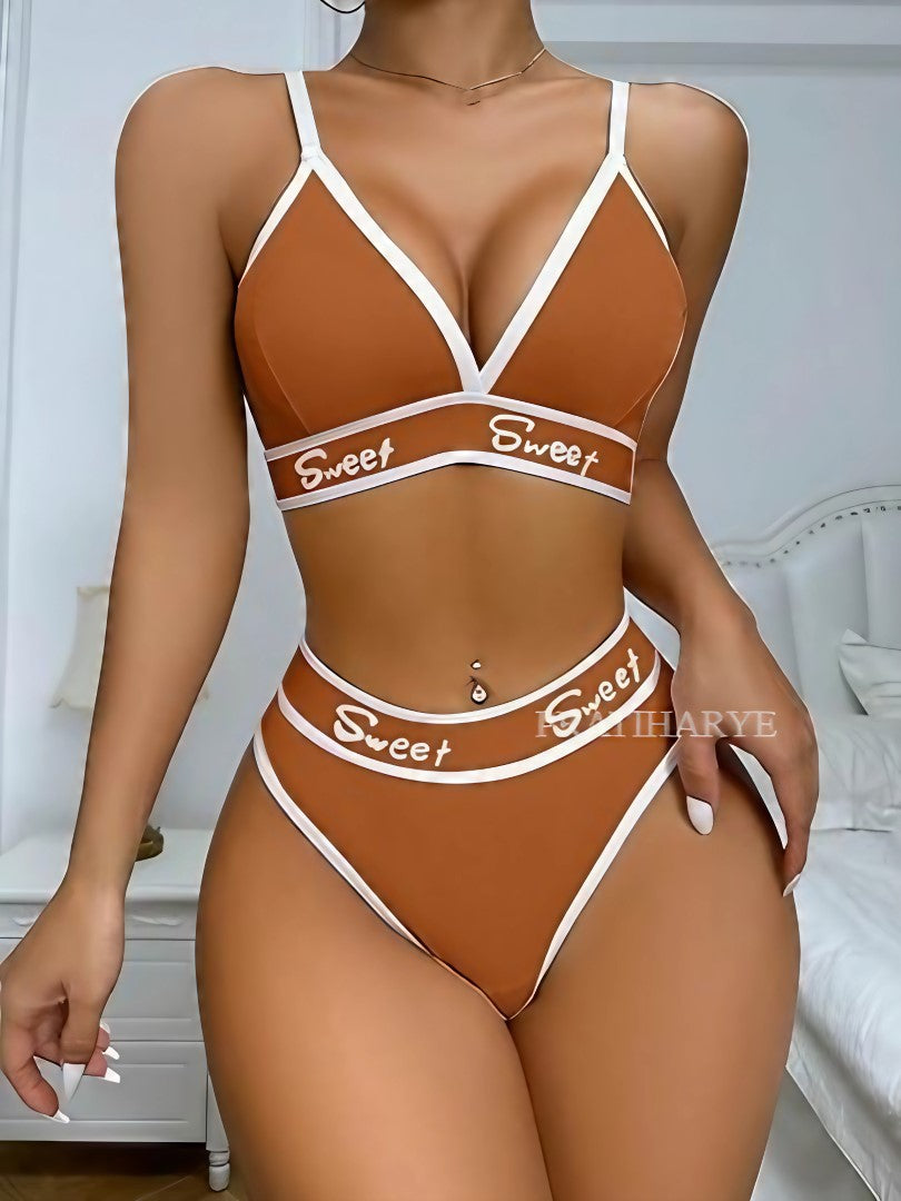 Contrast Letter Bikini set