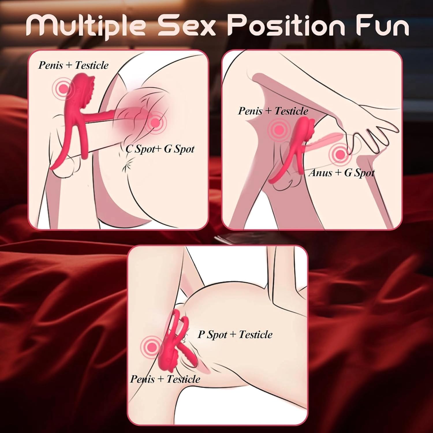 Remote Control 3 in 1 Rose Design Dual Stimulator Cock Ring