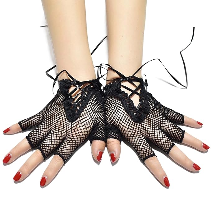 Short Fishnet Ribbon Gloves