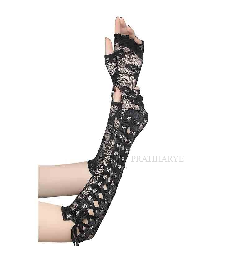 Fingerless Lace Ribbon Gloves