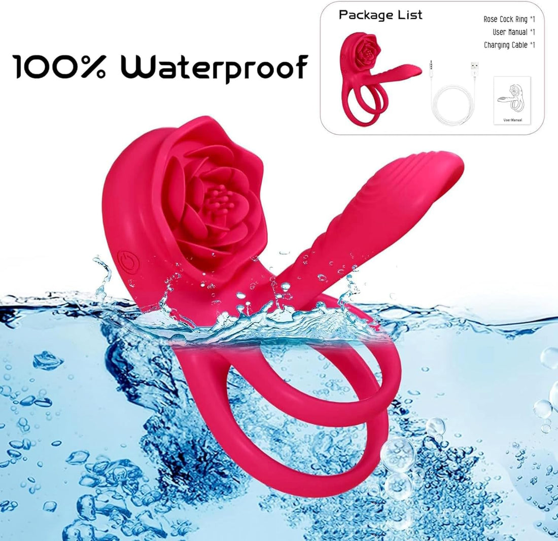 Remote Control 3 in 1 Rose Design Dual Stimulator Cock Ring