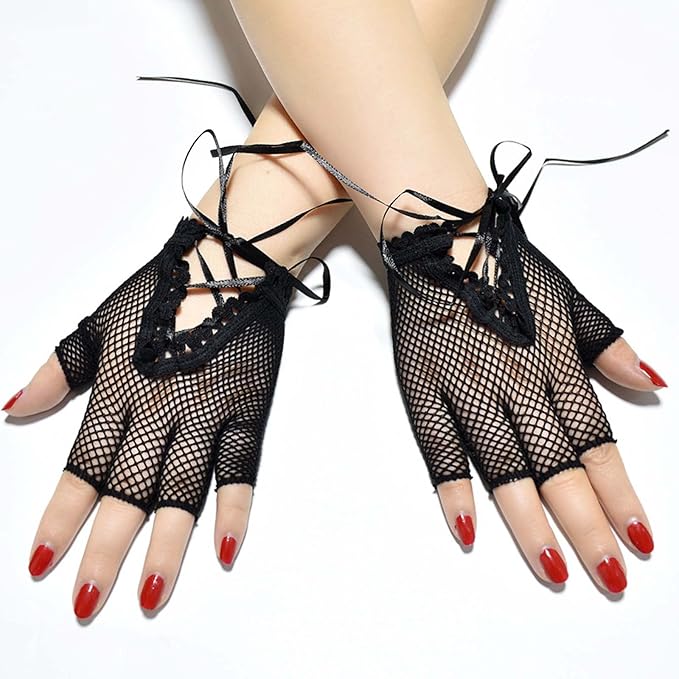 Short Fishnet Ribbon Gloves