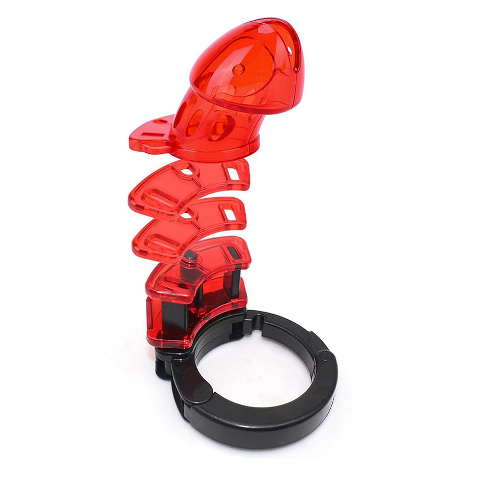Red Plastic Electro Chastity Cage