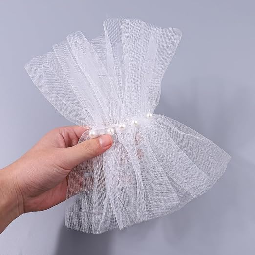 White Ruffle Short Hand Cuffs