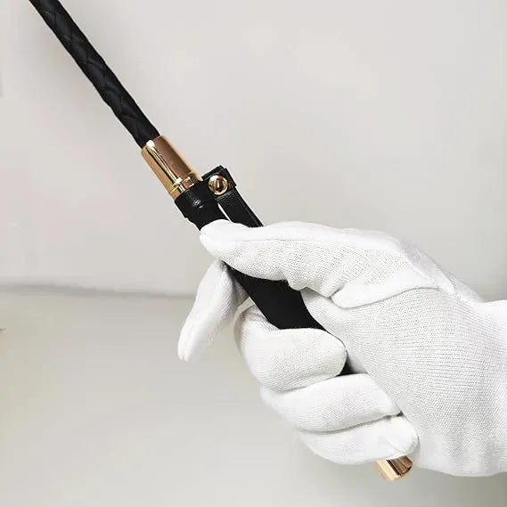 Premium Black Leather Paddle with Wrist Strap
