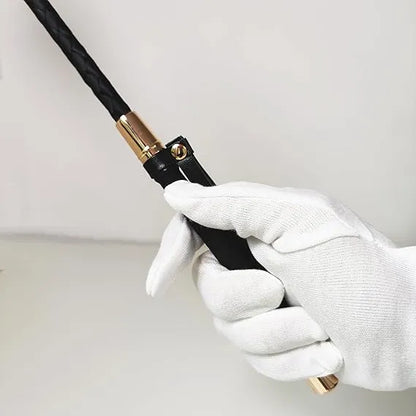 Premium Black Leather Paddle with Wrist Strap