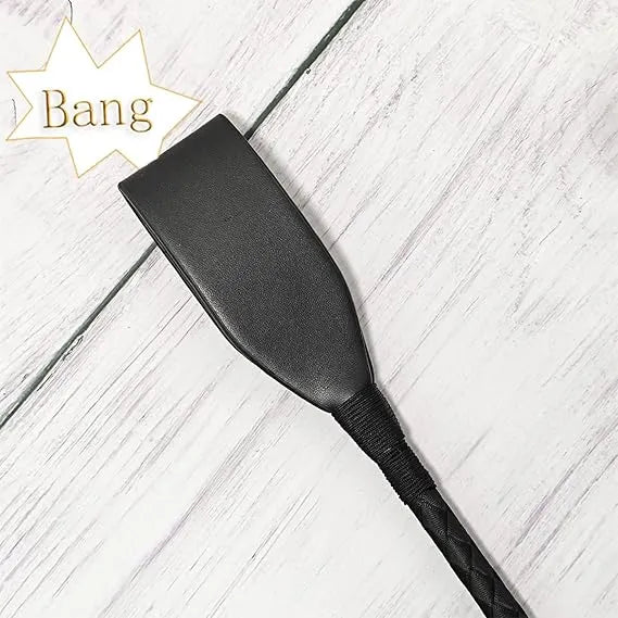 Premium Black Leather Paddle with Wrist Strap