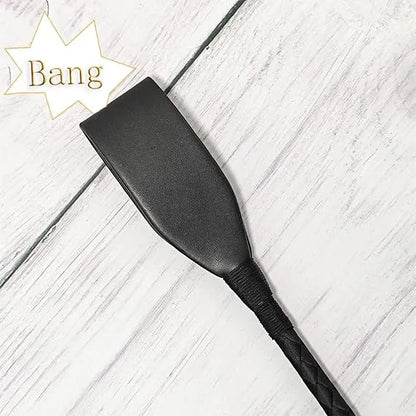 Premium Black Leather Paddle with Wrist Strap