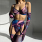 7pc's Tie-dye Garter set - Sexy Lingerie for Women - Underwired Garter Lingerie Set - Non Padded