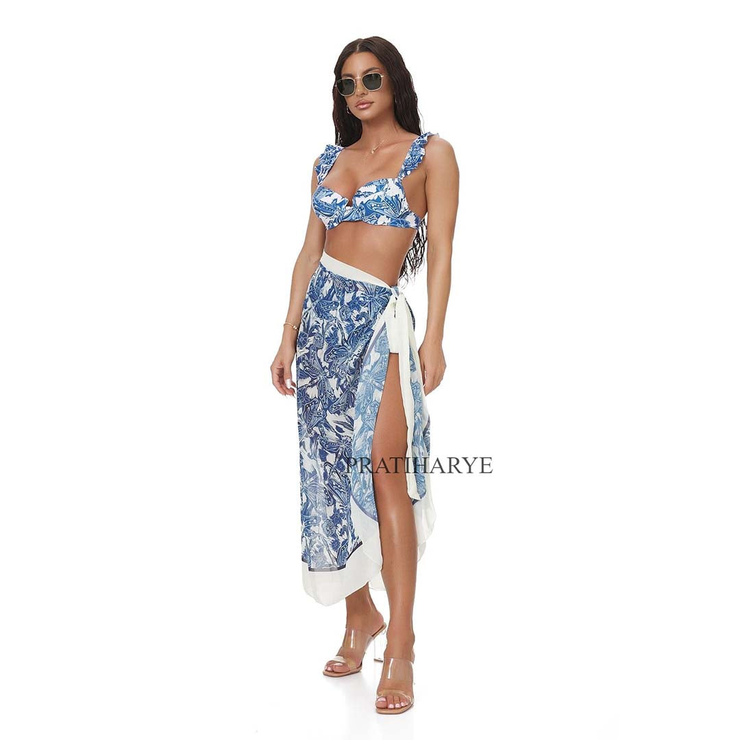 3pc Beachwear With Sarong | Pratiharye Designer