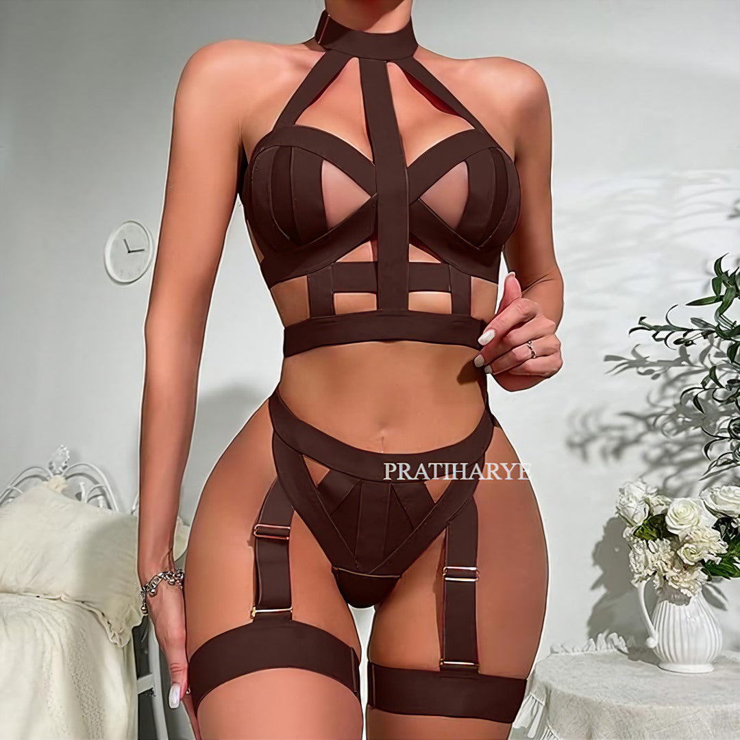 cut out halter garter set