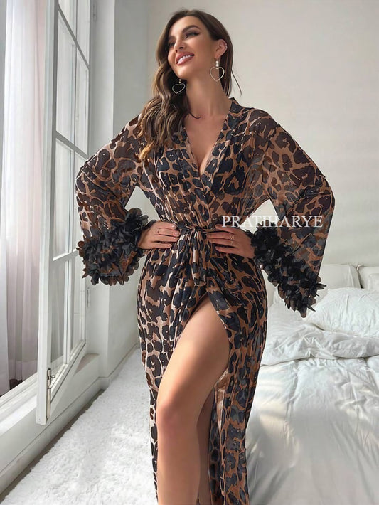 Leopard Print Long Robe
