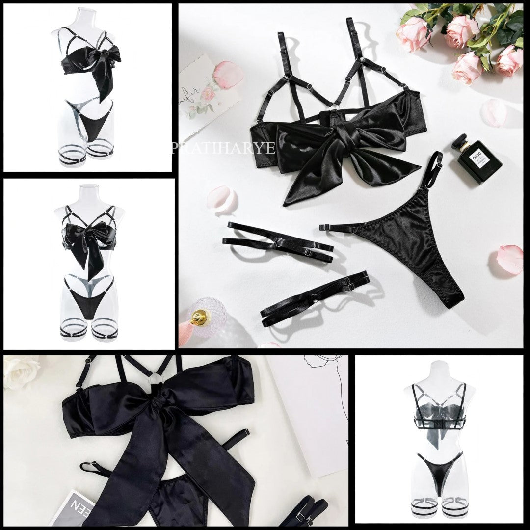 Trendy Bow Front Lingerie Set - Pratiharye