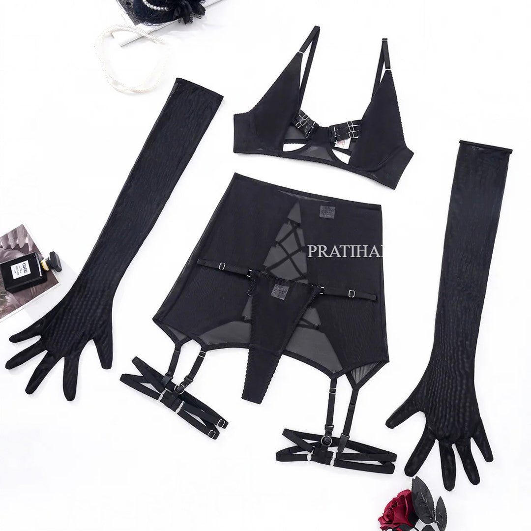 Open Bra Underwire Lingerie Set - Pratiharye