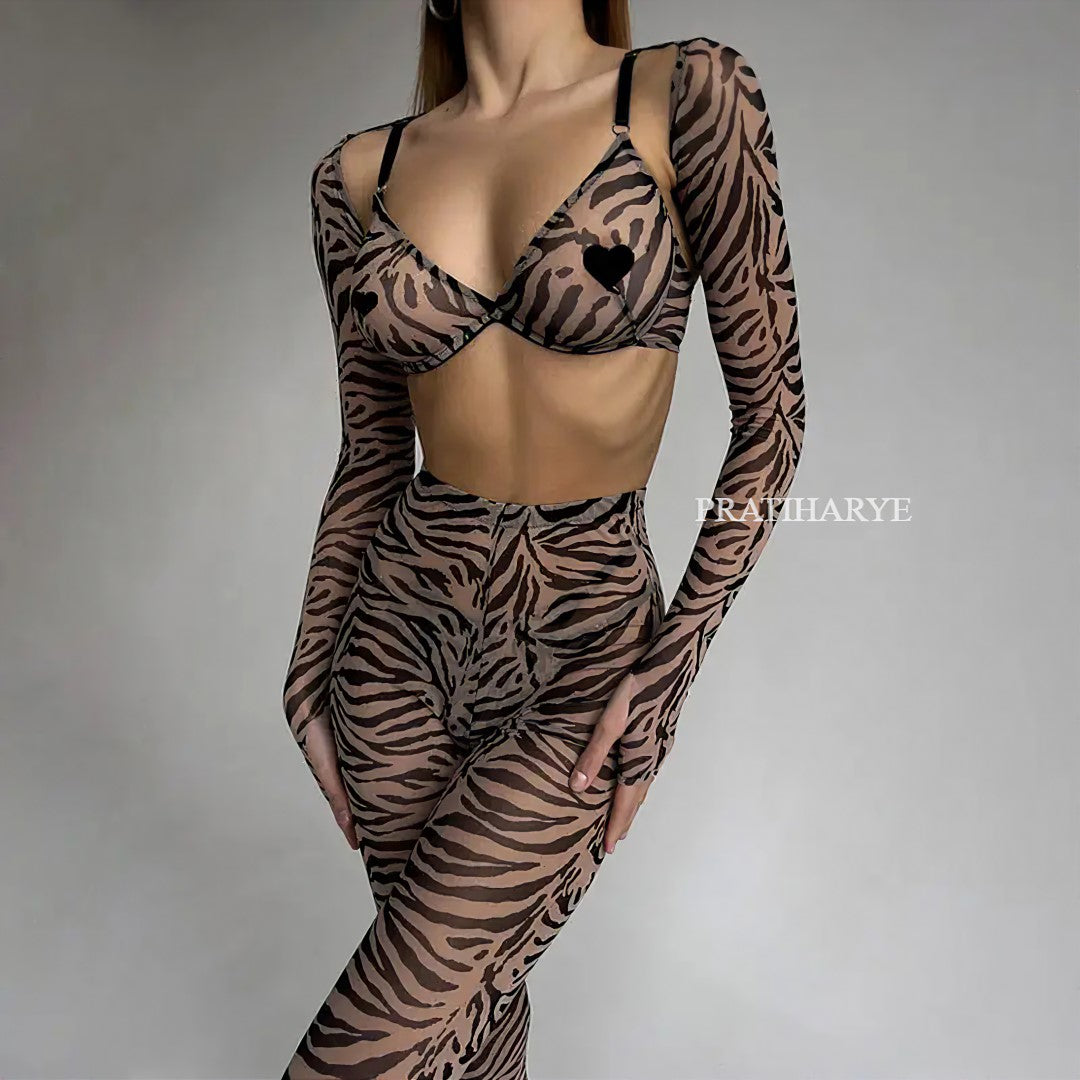 Printed Sexy Bra Pant Set 