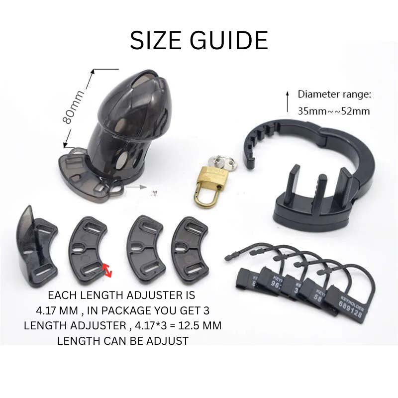 Male Pvc Fully Adjustable Chasity Cage lock