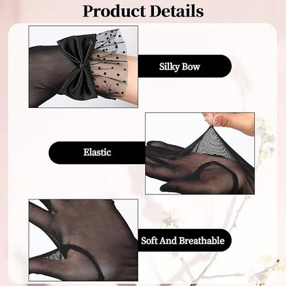 Short Plain Polka Dot Gloves