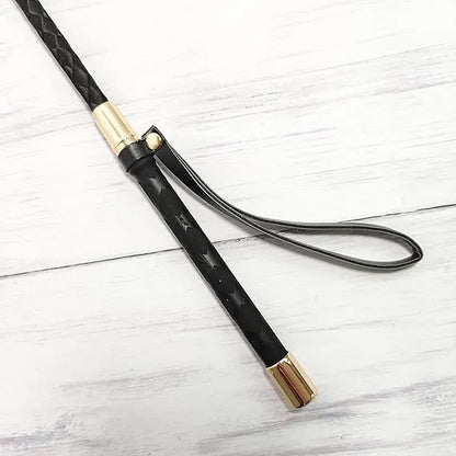 Premium Black Leather Paddle with Wrist Strap
