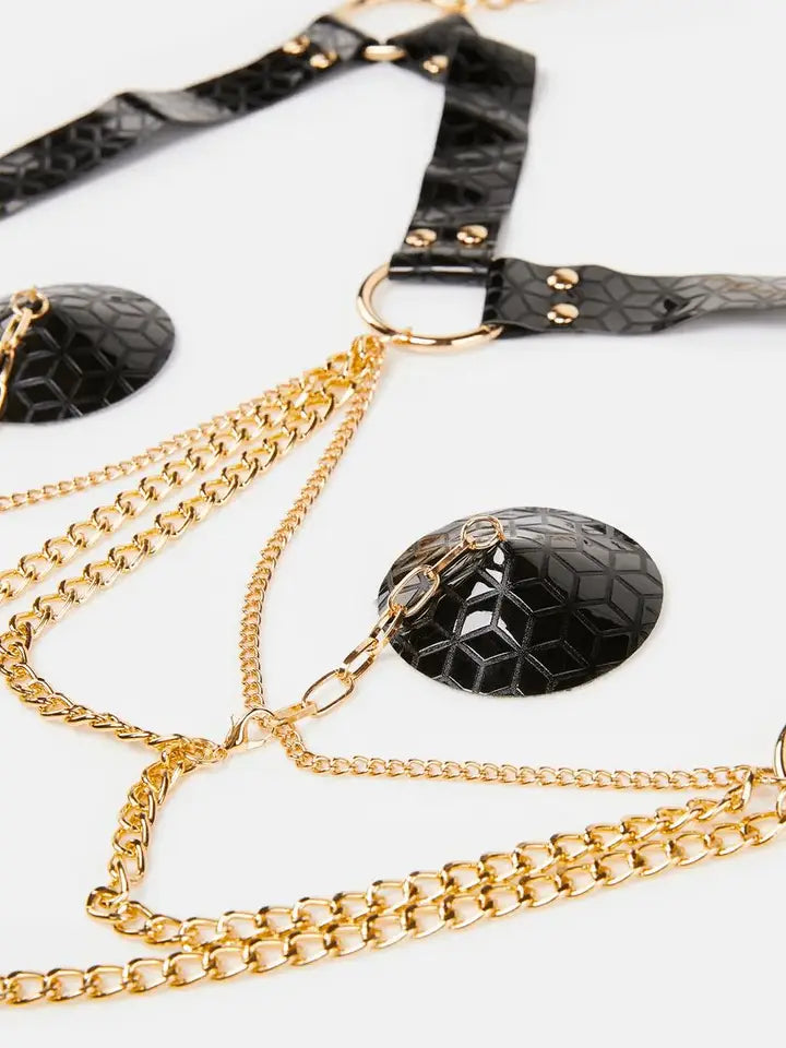 Open Bust Harness with Nipple Pasties