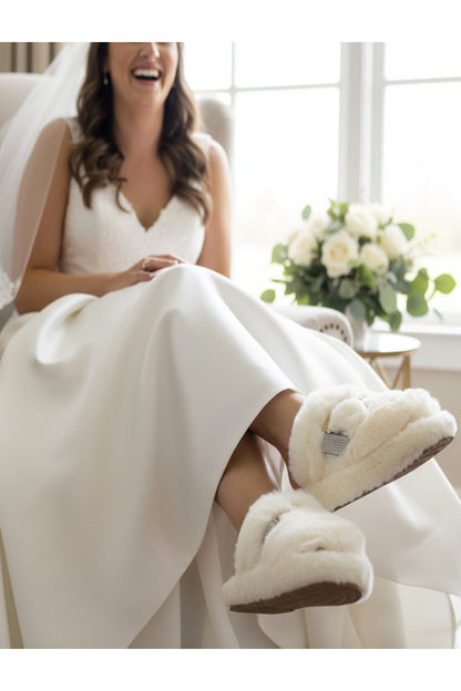 Luxe Furry Buckle Bridal Slippers