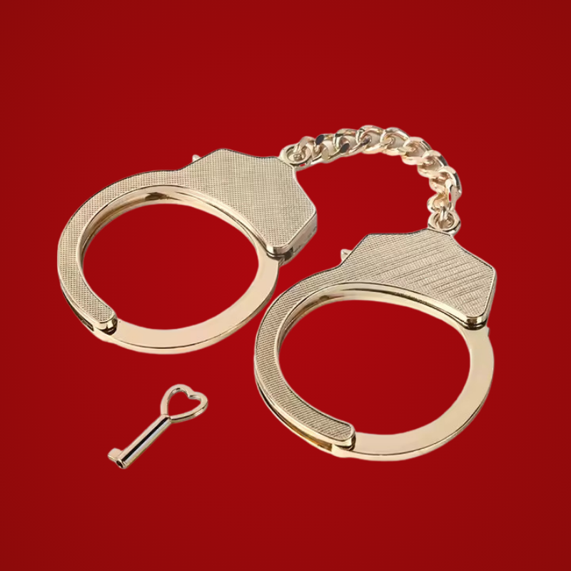 Premium Metal Handcuffs with Heart Key