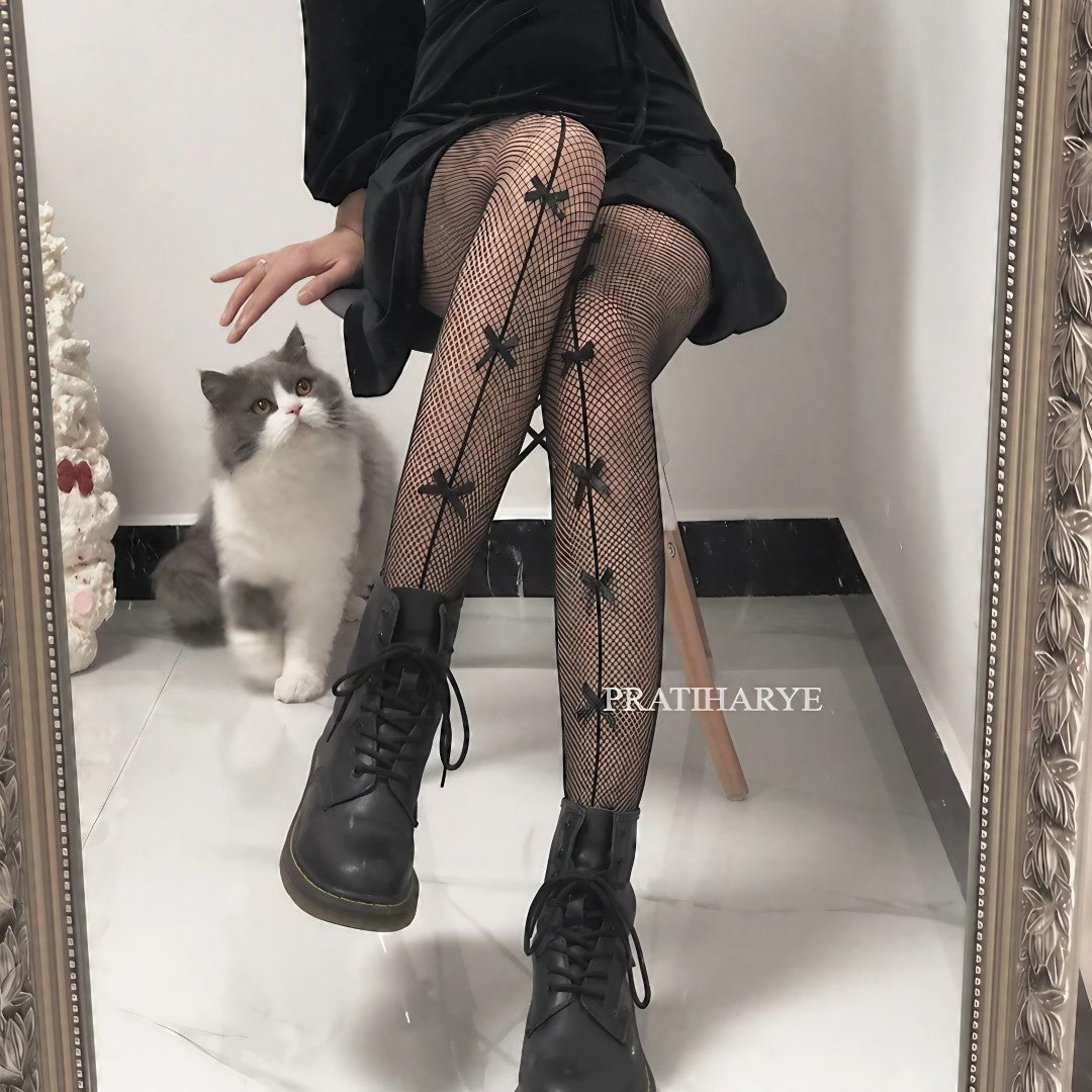 Front Cross Mesh Fishnet Stockings