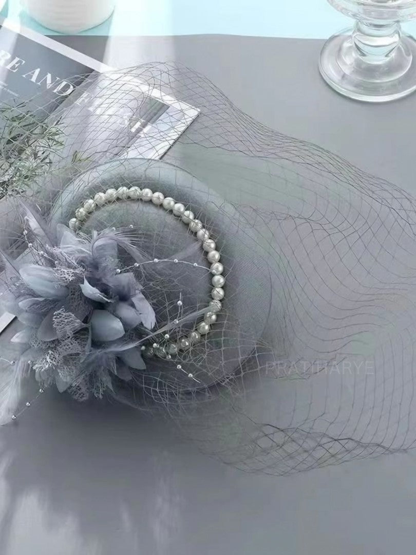 Classy Feather Flower Hat For Wedding Bridal Party | HAT-8