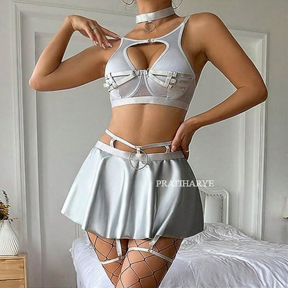 Pu Leather Babydoll Dress