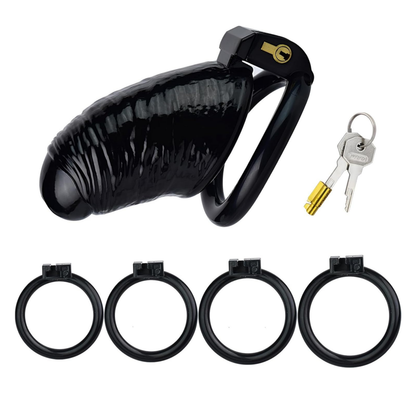 Premium PVC Ribbed Male Chastity Cage