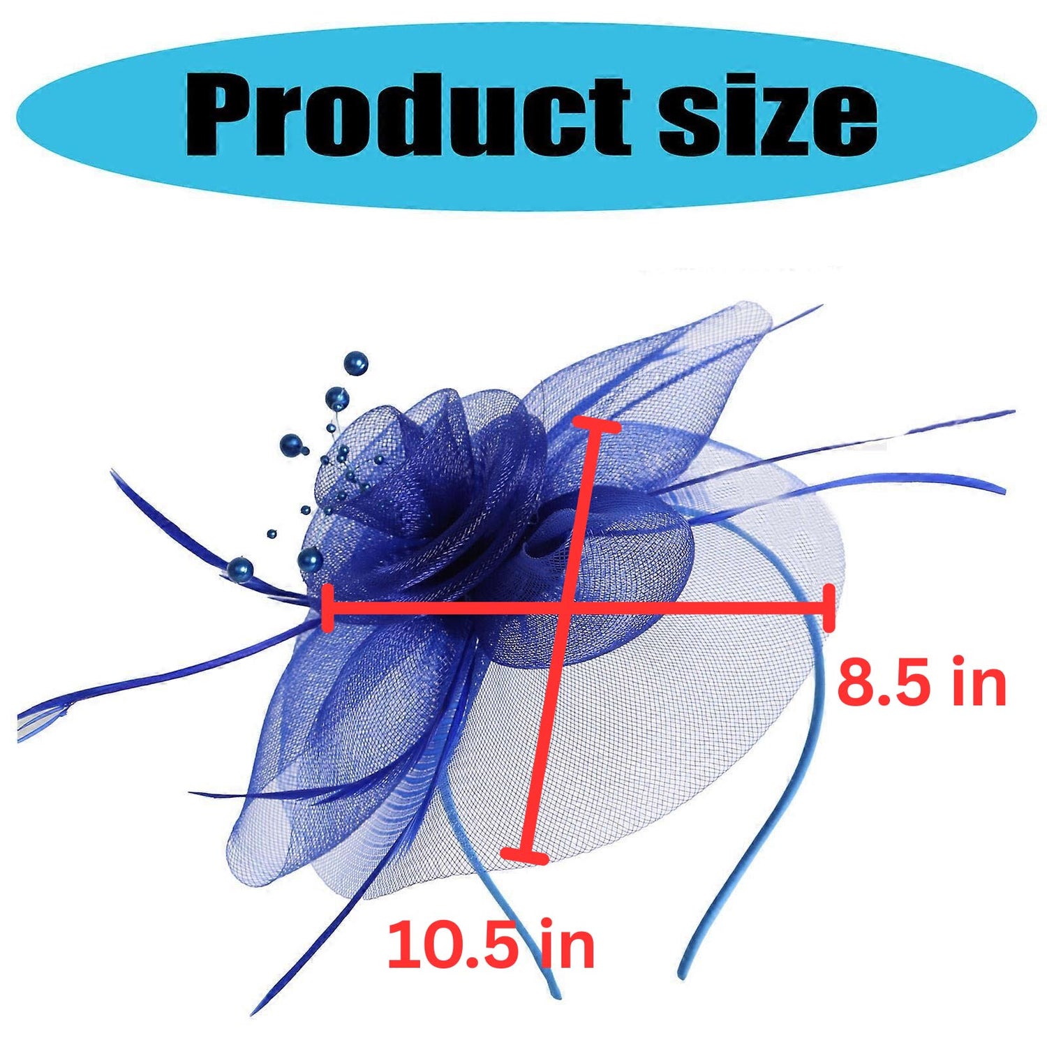 Elegant Black Net Pearl Fascinators Hat with Hairband