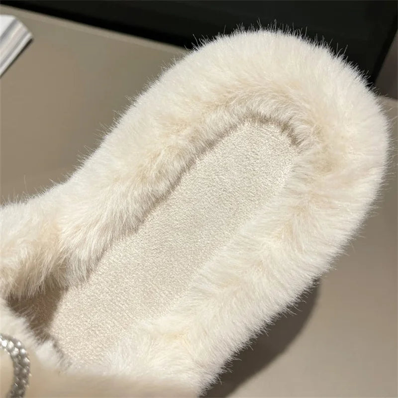 Cute Furry Glittery Pom-Pom Slippers