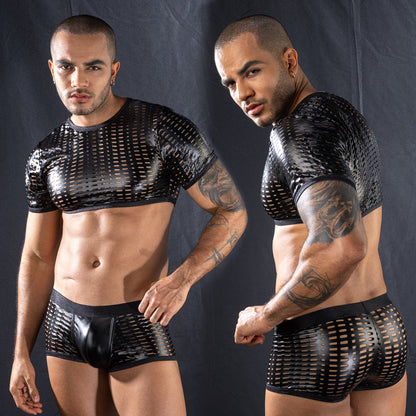 Latex Men Hollow Out Mesh Set